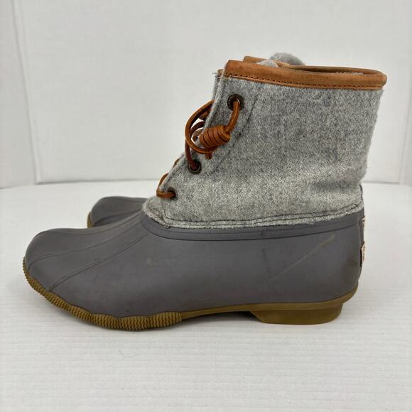 Sperry Duck Boot Womens Size 7.5 Gray Wool Blend 200g Insulated Side Zip - Picture 4 of 10